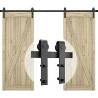 Stoex - Schiebetürbeschlag Doppeltür Schiebetüren Schiebetürsystem Komplettset Laufschiene Rollen Set für 2 Holztür - 352CM/11.5FT von STOEX
