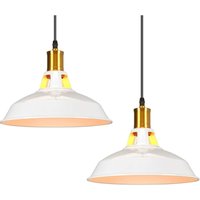 Vintage Metall Pendelleuchte Höhenverstellbar 27CM Hängende Deckenleuchte für Schlafzimmer Wohnzimmer(2PC Weiß) von STOEX