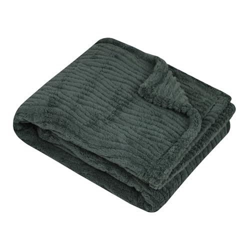 STOF - Decke – Größe 130 x 160 cm – 100% Polyester – Farbe Jade – Modell Columbia – Decke – weich warm, flauschig strukturiert, einfarbig von Stof