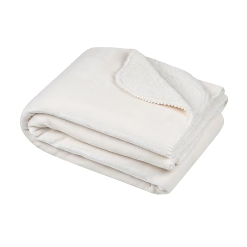 STOF - Kuscheldecke – Größe 180 x 220 cm – 100% Polyester – Farbe Ecru – Modell Michigan – Decke – weich, warm, bequem, einfarbig von Stof