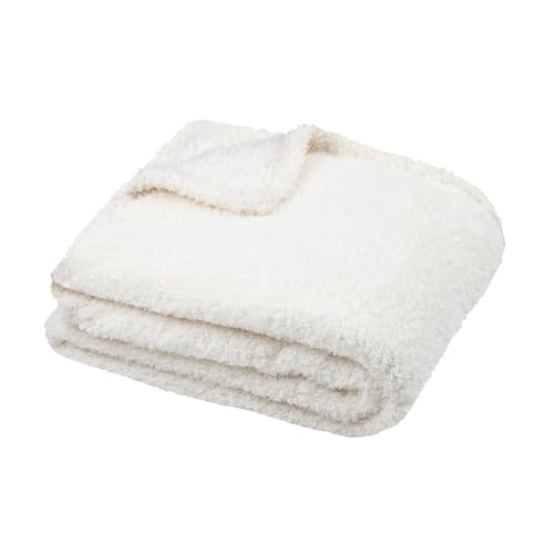 Stof Decke, Größe 180 x 220 cm, 100% Polyester, Farbe: Ecru, Modell Montreal, Decke, weich, warm, flauschig, einfarbig von Stof