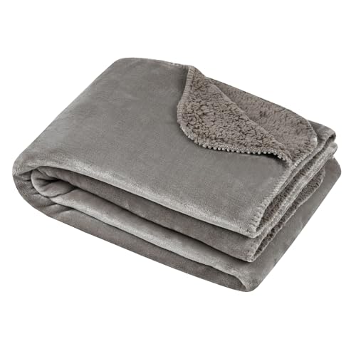STOF - Kuscheldecke – Größe 180 x 220 cm – 100% Polyester – Farbe Natur – Modell Michigan – Decke – weich, warm, bequem, einfarbig von Stof