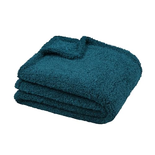 Stof Decke, Größe 180 x 220 cm, 100% Polyester, Petrol, Modell Montreal, Decke, weich, warm, flauschig, einfarbig von Stof