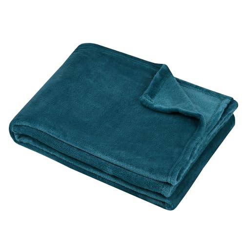 Stof Decke, Größe 180 x 220 cm, 100% Polyester, Petrol, Modell Stanford – Decke – weich, warm, bequem, Fleece, einfarbig von Stof
