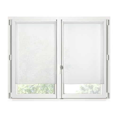 STOF Scheibengardine, Größe 60 x 90 cm, 100% Polyester, Farbe: Weiß, Modell Monna, Sichtschutz, transparent von STOF