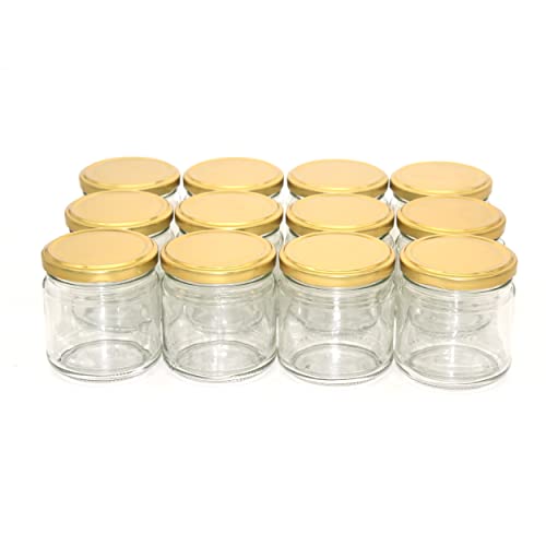 Stoff-Kollektion 12x 210ml Einmachgläser mit Deckel Vorteilspack | Sturzgläser Marmeladengläser (Gold) von Stoff-Kollektion