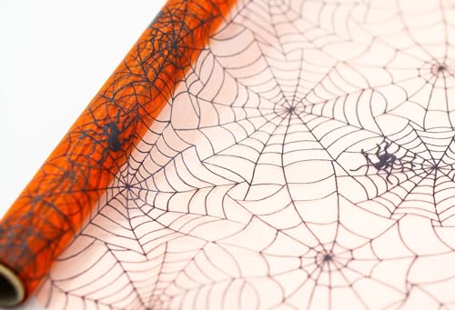 Organza Rollen Halloween (Spinnennetz Orange-Schwarz) von STOFF-KOLLEKTION