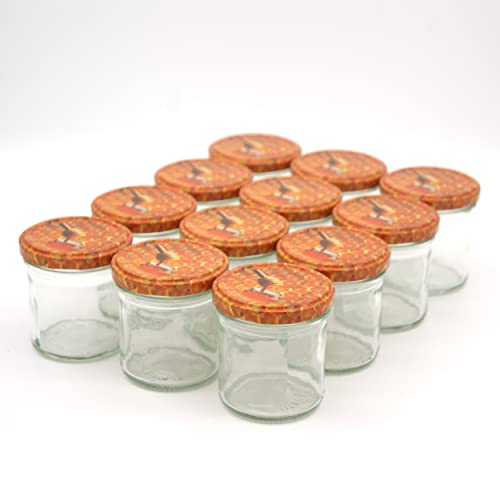 STOFF-KOLLEKTION 12x 165ml Einmachgläser mit Deckel Vorteilspack | Sturzglas Marmeladenglas (Honig) von STOFF-KOLLEKTION