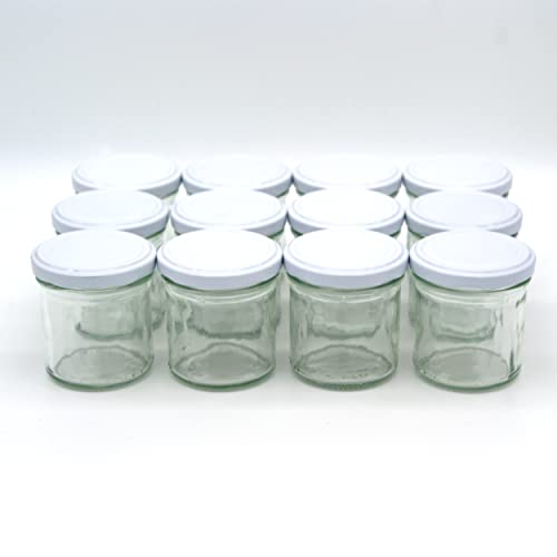 Stoff-Kollektion 12x 165ml Einmachgläser mit Deckel Vorteilspack | Sturzglas Marmeladenglas (Weiß) von Stoff-Kollektion