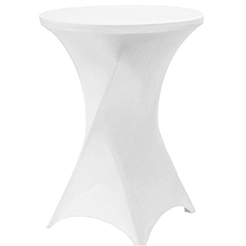 Stoff-Kollektion - Stretch Stehtischhusse aus Polyester & Stretch – Bügelfrei & Waschbar bis 40°C – Gummierte Fußtasche & 70 cm Höhe – Tischhussen für Hochzeiten, Partys & Events - Weiß von Stoff-Kollektion