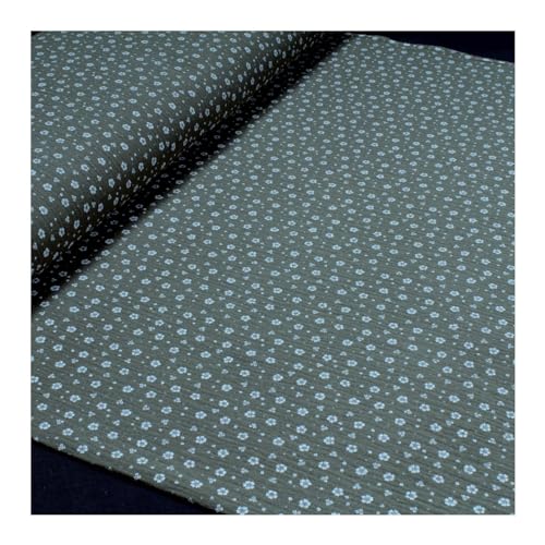 Stoff am Stück Stoff Baumwolle Musselin oliv Gänseblümchen Double Gauze Gaze Windeltuch von STOFFAMSTÜCK