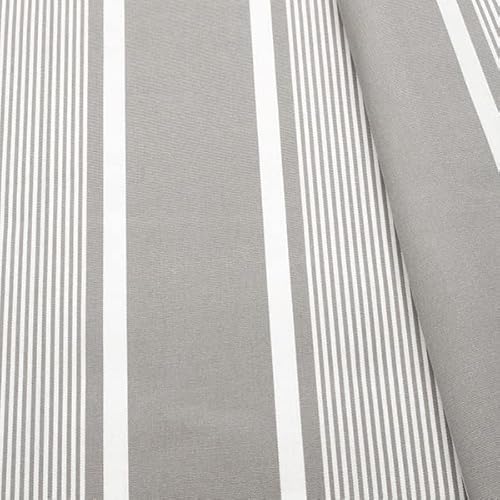 Stoffkontor Outdoorstoff Streifen Mix - Meterware, Farbe Hell-Grau Weiss - Öko-Tex Standard 100 - zum Nähen von Tischdecken, Sonnenschutz, Gartenmöbeln, Auflagen, Kissen UVM. von Stoffkontor