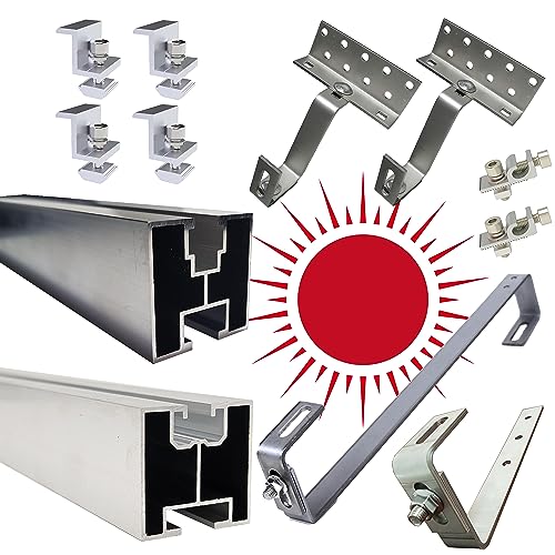 STOFFTEX Solarschienen Montageschienen Solar PV Montage 0% §12Abs.3UStG Dachhaken Endklemmen Mittleklemmen Photovoltaik Profil Erdungsclip Solarmodul Halterung Montageprofil Teile von StoffTex
