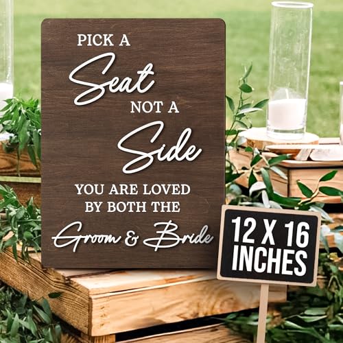 Stofinity Hochzeitsschild mit Aufschrift "Pick A Seat Not A Side", rustikale Hochzeitsschilder für Zeremonie, Hochzeitsempfangsdekoration Stofinity Hochzeitsschild mit Aufschrift "Pick A Seat Not A Side", rustikale Hochzeitsschilder für Zeremonie, Hochzeitsempfangsdekoration von STOFINITY