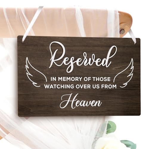 STOFINITY 'Reserved Seating Signs Wedding Heaven' - Reserved Memorial Wedding Chair, Holzschild für Hochzeitszeremonie, Sitzbanner, Gedächtnis STOFINITY 'Reserved Seating Signs Wedding Heaven' - Reserved Memorial Wedding Chair, Holzschild für Hochzeitszeremonie, Sitzbanner, Gedächtnis von STOFINITY