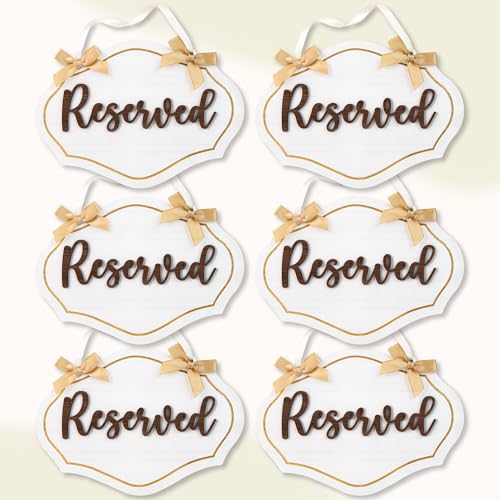 Stofinity Schilder mit Aufschrift "Reserved Seating Signs For Chairs" – 6 Stück Reihe Reserved-Schilder für Hochzeitsstühle, Holzkirche, reservierter Stuhl, Schilder für Hochzeitszeremonie, Dekoration Stofinity Schilder mit Aufschrift "Reserved Seating Signs For Chairs" – 6 Stück Reihe Reserved-Schilder für Hochzeitsstühle, Holzkirche, reservierter Stuhl, Schilder für Hochzeitszeremonie, Dekoration von STOFINITY