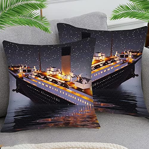 Kissenbezüge 45x45cm Kissenbezug Deko Kissenhülle Kissenbezug Romantisches Schiff Titanic sty39 2er Stück Baumwolle und Leinen Kissenhüllen Passend Für Wohnzimmer Garten Kissen Dekor von STOJAN