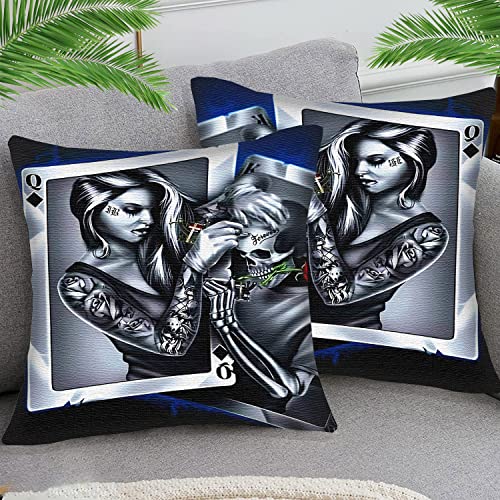 STOJAN 2er Set Kissenbezug Samt kurzer Plüsch Skull Solitaire und Belle Zierkissenbezug Dekokissen Kissenhülle Zierkissen Dekorative Sofakissen Deko für Sofa Wohnzimmer 45x45 cm von STOJAN