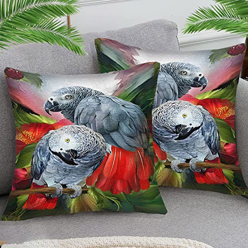 STOJAN Kissenbezüge 45x45cm Kissenbezug Deko Kissenhülle Kissenbezug Graupapagei Tier 2er Stück weiches Leinen Kissenhüllen Passend Für Wohnzimmer Garten Kissen Dekor STOJAN Kissenbezüge 45x45cm Kissenbezug Deko Kissenhülle Kissenbezug Graupapagei Tier 2er Stück weiches Leinen Kissenhüllen Passend Für Wohnzimmer Garten Kissen Dekor von STOJAN