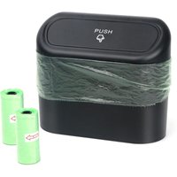 Kleiner Auto-Mülleimer, Auto-Mülleimer mit Deckel, wasserdichter Auto-Mülleimer, tragbare hängende Auto-Aufbewahrungsbox, für das Autobüro (schwarz) von STOL