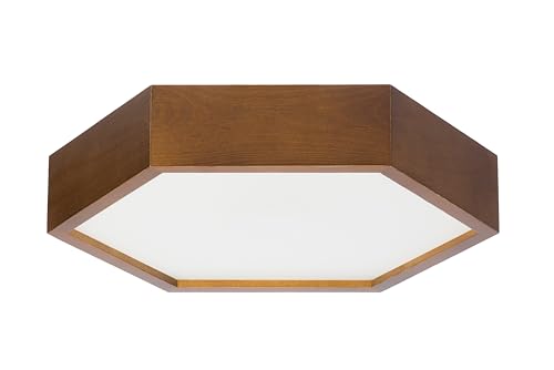 STOLARNIA PIKA Deckenlampe - Sechseck Holz Deckenleuchte Rustikal 2xE27 (∅37 cm) - Modern Braun Lampe für Schlafzimmer, Wohnzimmer, Flur, Küche - Stilvolle Kiefernholz LEJA von STOLARNIA PIKA