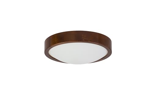 STOLARNIA PIKA Deckenleuchte - Holz Runde Deckenlampe Nussbaum 1xE27 (∅27 cm) - Modern Dunkelbraun Lampe für Schlafzimmer, Wohnzimmer, Flur, Küche - Stilvolle Kiefernholz ORION von STOLARNIA PIKA