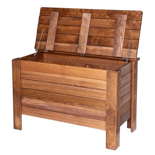 STOLMAK Gartenbox 80x52x40 cm Braun Kiefernholz Massiv Auflagenbox Outdoor Wasserdicht Kissenbox Gartentruhe Holztruhe Aufbewahrungsbox Truhe Kiste Gartenmöbel 166 l STOLMAK Gartenbox 80x52x40 cm Braun Kiefernholz Massiv Auflagenbox Outdoor Wasserdicht Kissenbox Gartentruhe Holztruhe Aufbewahrungsbox Truhe Kiste Gartenmöbel 166 l von STOLMAK