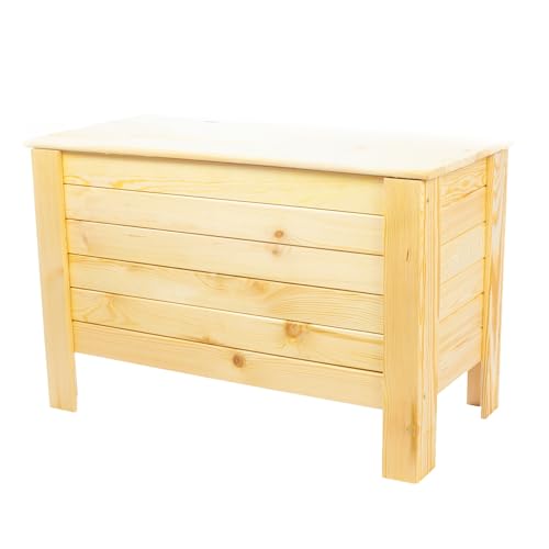 STOLMAK Gartenbox 80x52x40 cm Natur Kiefernholz Massiv Auflagenbox Outdoor Wasserdicht Kissenbox Gartentruhe Holztruhe Aufbewahrungsbox Truhe Kiste Gartenmöbel 166 l STOLMAK Gartenbox 80x52x40 cm Natur Kiefernholz Massiv Auflagenbox Outdoor Wasserdicht Kissenbox Gartentruhe Holztruhe Aufbewahrungsbox Truhe Kiste Gartenmöbel 166 l von STOLMAK