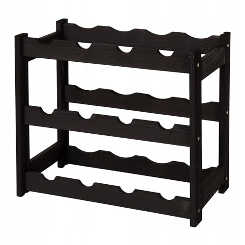 STOLMAK Weinregal Holz 12 Flaschen Schwarz 44x38x25 cm Wine Rack Regal Flaschenregal Weinflaschenregal Getränkeregal Weinständer von STOLMAK