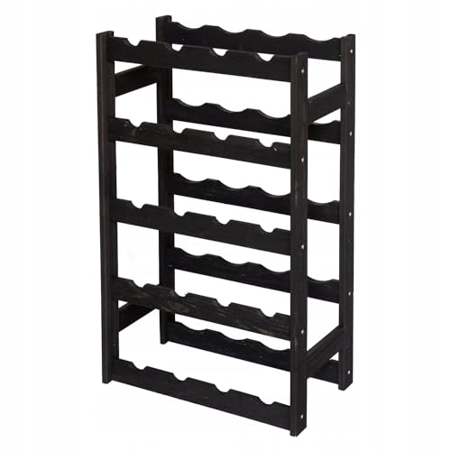 STOLMAK Weinregal Holz 20 Flaschen Schwarz 44x70x25 cm Wine Rack Regal Flaschenregal Weinflaschenregal Getränkeregal Weinständer von STOLMAK