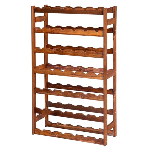STOLMAK Weinregal Holz 42 Flaschen Braun 63x102x25 cm Wine Rack Regal Flaschenregal Weinflaschenregal Getränkeregal Weinständer von STOLMAK