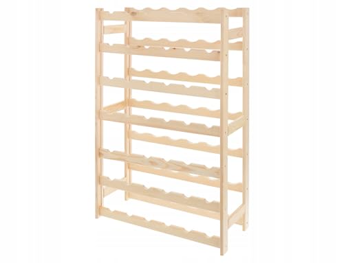 STOLMAK Weinregal Holz 42 Flaschen Natur 63x102x25 cm Wine Rack Regal Flaschenregal Weinflaschenregal Getränkeregal Weinständer von STOLMAK