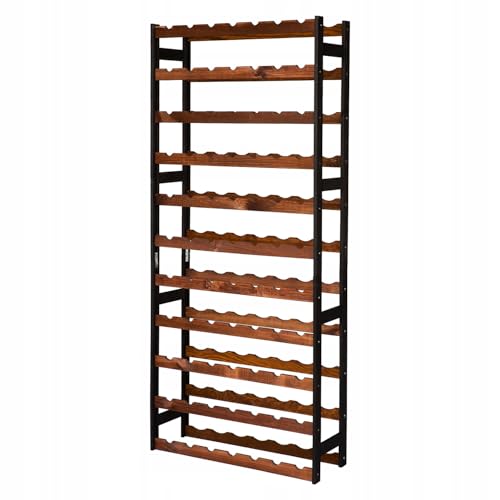 STOLMAK Weinregal Holz 77 Flaschen Schwarz/Braun 72,5x166x25 cm Wine Rack Regal Flaschenregal Weinflaschenregal Getränkeregal Weinständer von STOLMAK