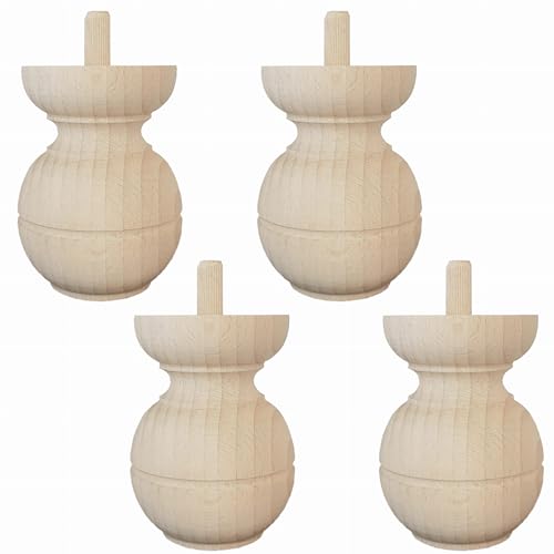 STOLMET Möbelbein aus Buchenholz Möbelfüße aus Holz Möbelfuß Unlackiert Sofa Couch Stuhl Ottomane Schrank 100 mm Höhe Rohholz 4 Stück TOE17 von STOLMET