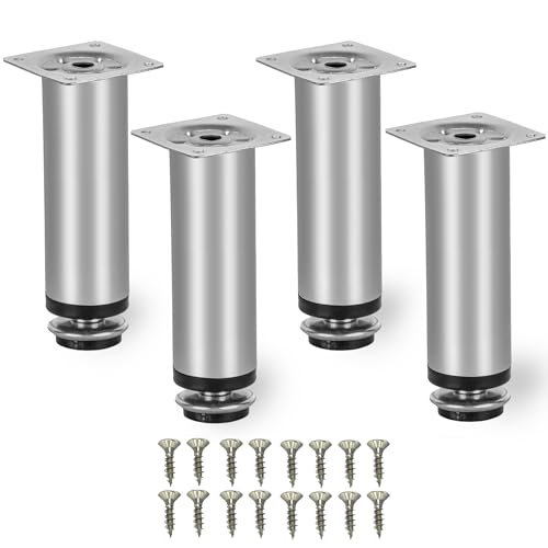 STOLMET Möbelfüße Füße Für Möbel 4 Stück mit Schrauben 100 mm Höhenverstellbar 10 mm Möbelbeine Stahl Farbe Aluminium Matt STOLMET Möbelfüße Füße Für Möbel 4 Stück mit Schrauben 100 mm Höhenverstellbar 10 mm Möbelbeine Stahl Farbe Aluminium Matt von STOLMET