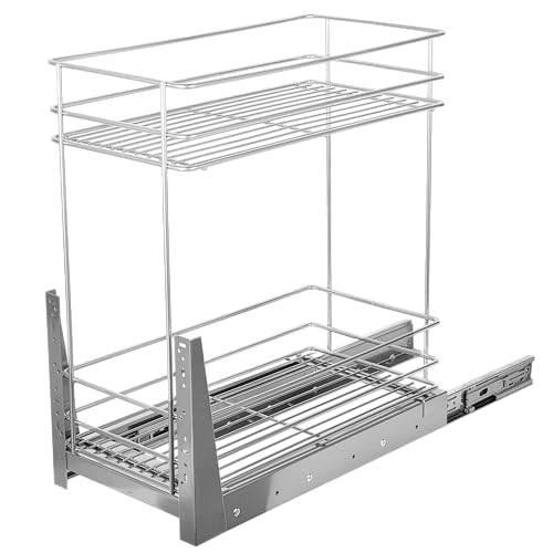 STOLMET Schrankauszug Schrankkorb mit Vollauszug Ausziehbare Küchenschublade mit Soft Close System Korbauszug Küchenschrank Schrank mit Außenbreite 30cm 2 Ablagen 480x 545x250mm Chrom Glänzend von STOLMET