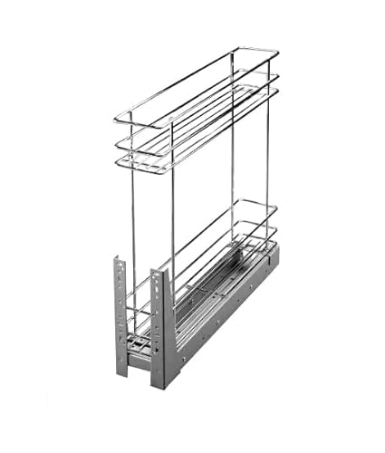 Stolmet Schrankauszug Mini Schrankkorb mit Vollauszug Ausziehbare Küchenschublade mit Soft Close System Korbauszug für Küchenschrank Schrank mit Außenbreite von 15 cm 2 Ablagen 480x545x100mm Silber von STOLMET