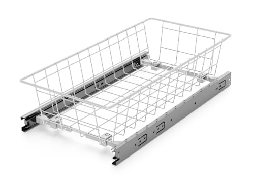 Stolmet Schrankauszug Schrankkorb Ausziehbare Schublade mit Kugellager Korbauszug für Schrank Garderobenschrank mit Außenbreite von 50 cm 435 x 475 x 120 mm Weiß von STOLMET