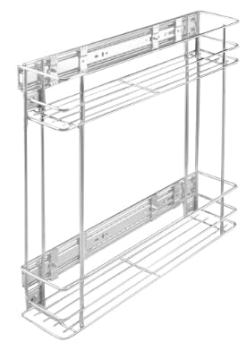 Stolmet Schrankauszug Schrankkorb mit Vollauszug Ausziehbare Küchenschublade mit Soft Close System Korbauszug Küchenschrank Schrank mit Außenbreite 15 cm 2 Ablagen 470x480x110mm Chrome Glänzend von STOLMET