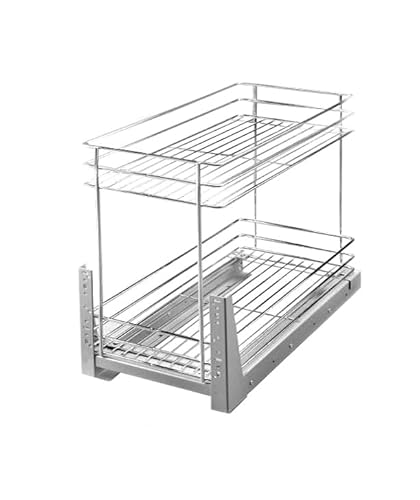 Stolmet Schrankauszug Schrankkorb mit Vollauszug Ausziehbare Küchenschublade mit Soft Close System Korbauszug Küchenschrank Schrank mit Außenbreite 30cm 2 Ablagen 480x 545x250mm Chrom Glänzend von STOLMET