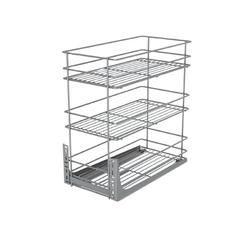 Stolmet Schrankauszug Schrankkorb mit Vollauszug Ausziehbare Küchenschublade mit Soft Close System Korbauszug Küchenschrank Schrank mit Außenbreite 30cm 3 Ablagen 480x 545x250mm Chrom Glänzend von STOLMET