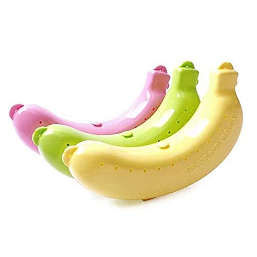 HuntGold 3 Aufbewahrungsboxen für Bananen, Kunststoff, ideal für Reisen, Obstbehälter (Pink/Grün/Gelb) von STONCEL