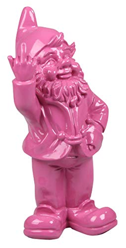 STONE-LITE Figur – Gartenzwerg mit dem Finger – 20 cm – Fuchsia – lustiges Geschenk von STONE-LITE