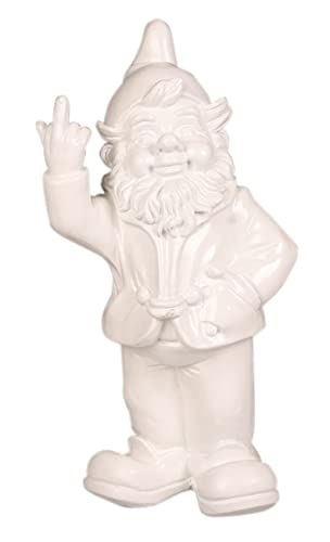 STONE-LITE Gartenzwerg mit Finger, 20 cm, Weiß von STONE-LITE