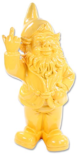 Stone-Lite Figur – Gartenzwerg schenkt dem Finger – 20 cm – Gelb – lustiges Geschenk von STONE-LITE