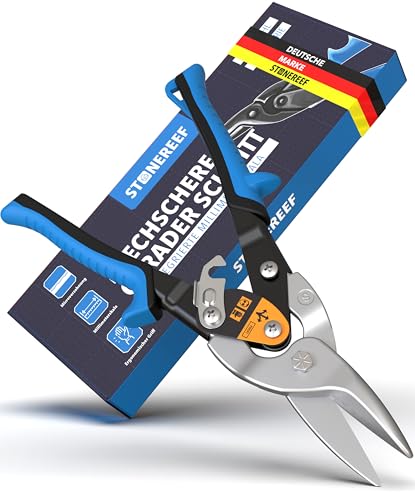Blechschere gerader Schnitt - [int. Millimeterskala] - Metallschere für Trockenbau, Trapezblech, Metall, Drahtschere für Drahtgitter, Blech Schneider, Metallschere, Blech Schneiden, Sheet Metal Cutter von STONE REEF