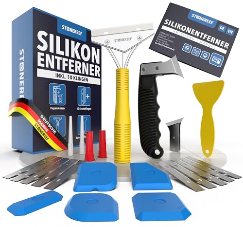 Silikonentferner Set Werkzeug zum silikonentfernen - Inkl. Fugenmesser, Fugenhai, Fugenkratzer - Silikonentferner Silikonfugenentferner von STONE REEF