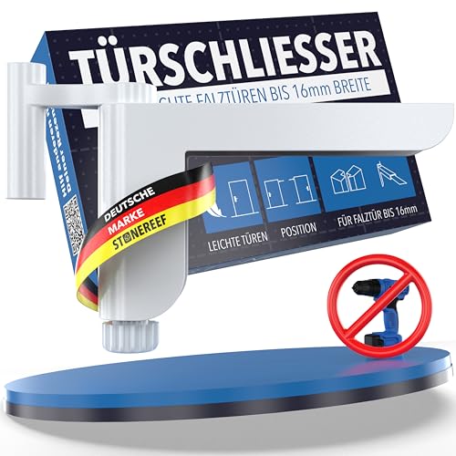 Türschließer für Zimmertüren [für Türen bis 16 mm Falzstärke] ohne Bohren montierbar, variabel einstellbare Schließkraft – für Links- u. Rechtsanschlagtüren – Türdämpfer von STONE REEF