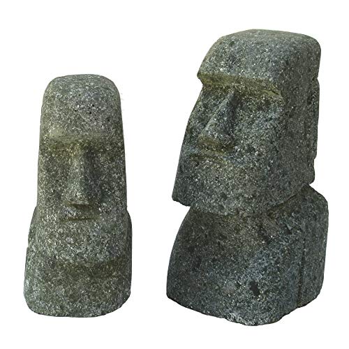 STONE art & more 2er Set Moai, Osterinsel-Kopf, 15 cm und 20 cm, grüner Lavastein, Basanit, Steinmetzarbeit, frostfest STONE art & more 2er Set Moai, Osterinsel-Kopf, 15 cm und 20 cm, grüner Lavastein, Basanit, Steinmetzarbeit, frostfest von STONE art & more