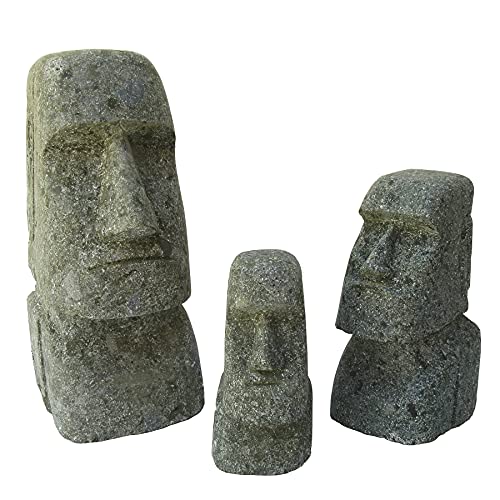 STONE art & more 3er Set Moai Osterinsel Kopf Statue Rapanui 15, 20 & 30cm Steinfigur Lavastein handgefertigt Gartendeko frostfest STONE art & more 3er Set Moai Osterinsel Kopf Statue Rapanui 15, 20 & 30cm Steinfigur Lavastein handgefertigt Gartendeko frostfest von STONE art & more